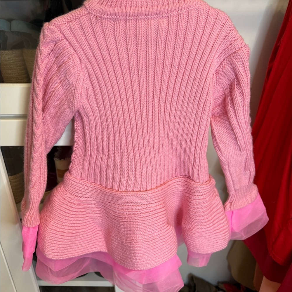 Never Worn Charming Pink Knit Sweater with Tulle Hem Size Small - Picture 3 of 5